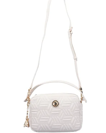 Geanta crossbody texturata de piele ecologica, Crem