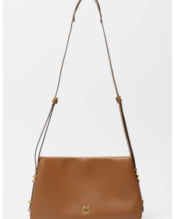 Geanta crossbody de piele cu trei compartimente, Maro Siena