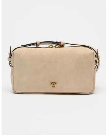 Geanta crossbody de piele intoarsa, Bej inchis