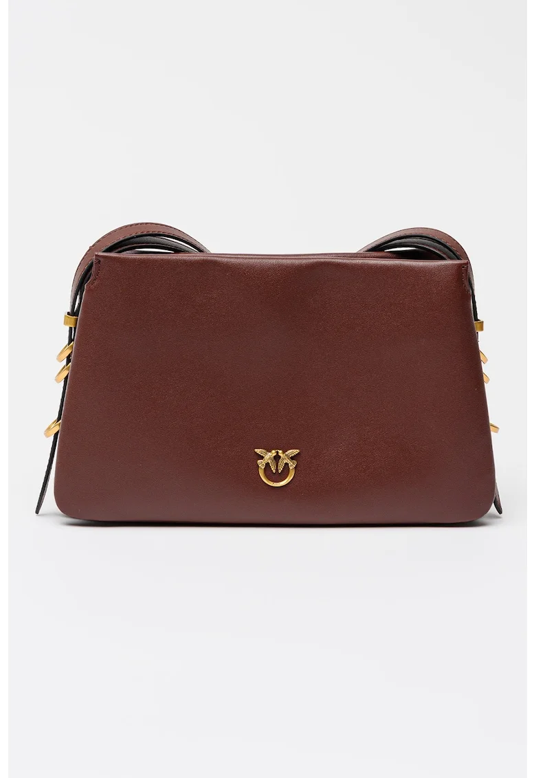 Geanta crossbody de piele Triplet Mini, Rosu inchis