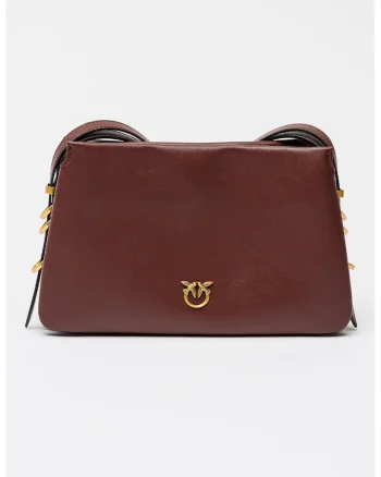 Geanta crossbody de piele Triplet Mini, Rosu inchis