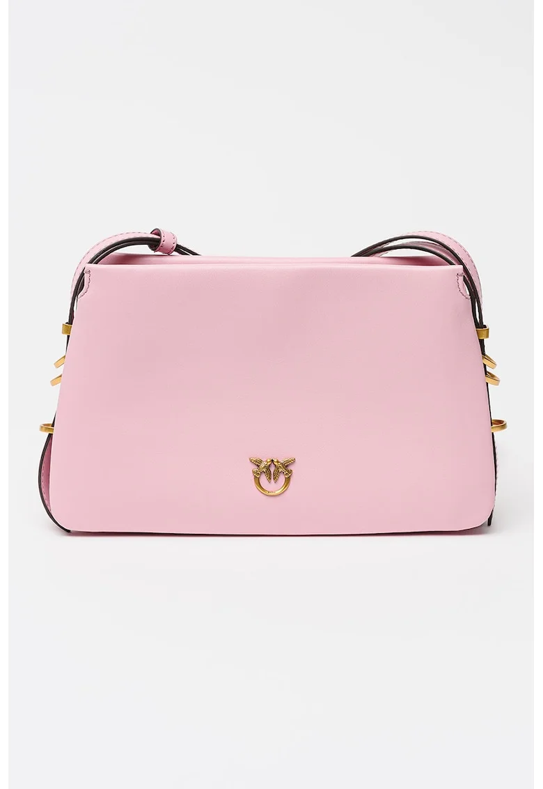 Geanta crossbody de piele Triplet Mini, Roz bombon/Auriu antichizat