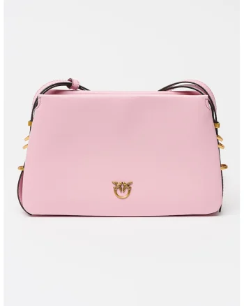 Geanta crossbody de piele Triplet Mini, Roz bombon/Auriu antichizat