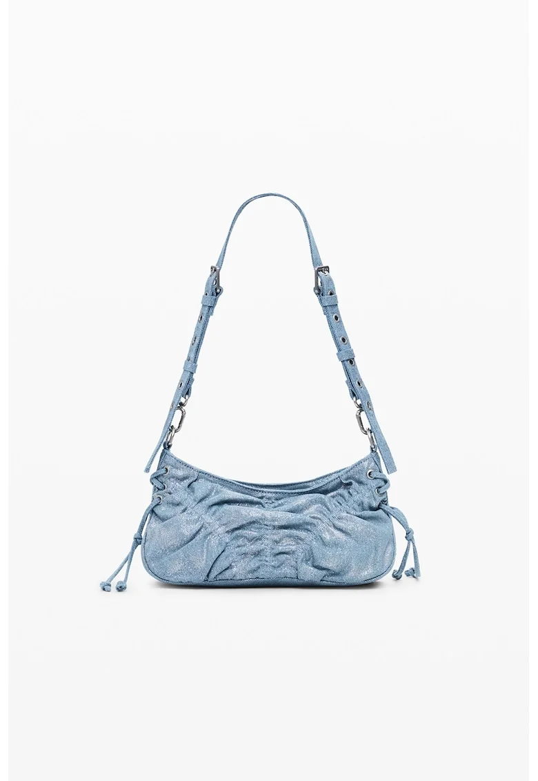 Geanta crossbody de denim, Albastru pastel