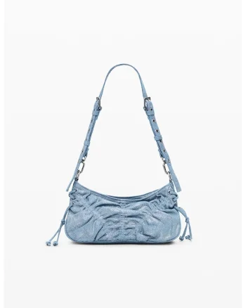 Geanta crossbody de denim, Albastru pastel