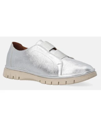 Pantofi sport din piele cu design slip-on si aspect metalizat
