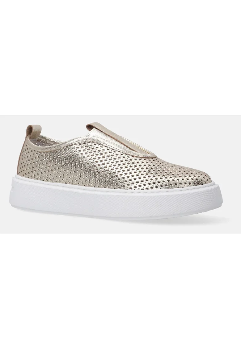 Pantofi sport slip on cu talpa inalta si perforatii decorative