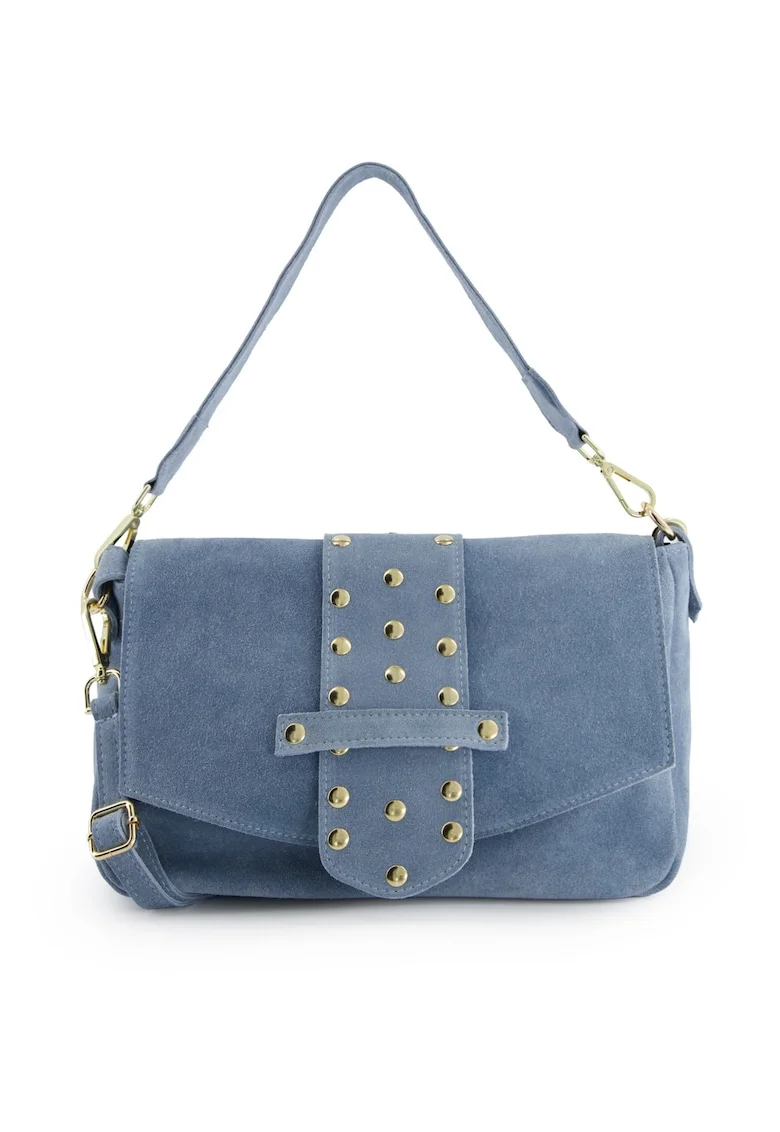 Geanta crossbody din piele intoarsa cu maner si bareta detasabila