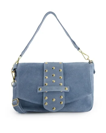 Geanta crossbody din piele intoarsa cu maner si bareta detasabila