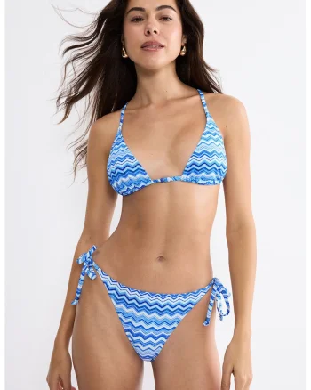 Sutien de baie cu cupe triunghiulare Mix&Match, Albastru royal/Albastru deschis