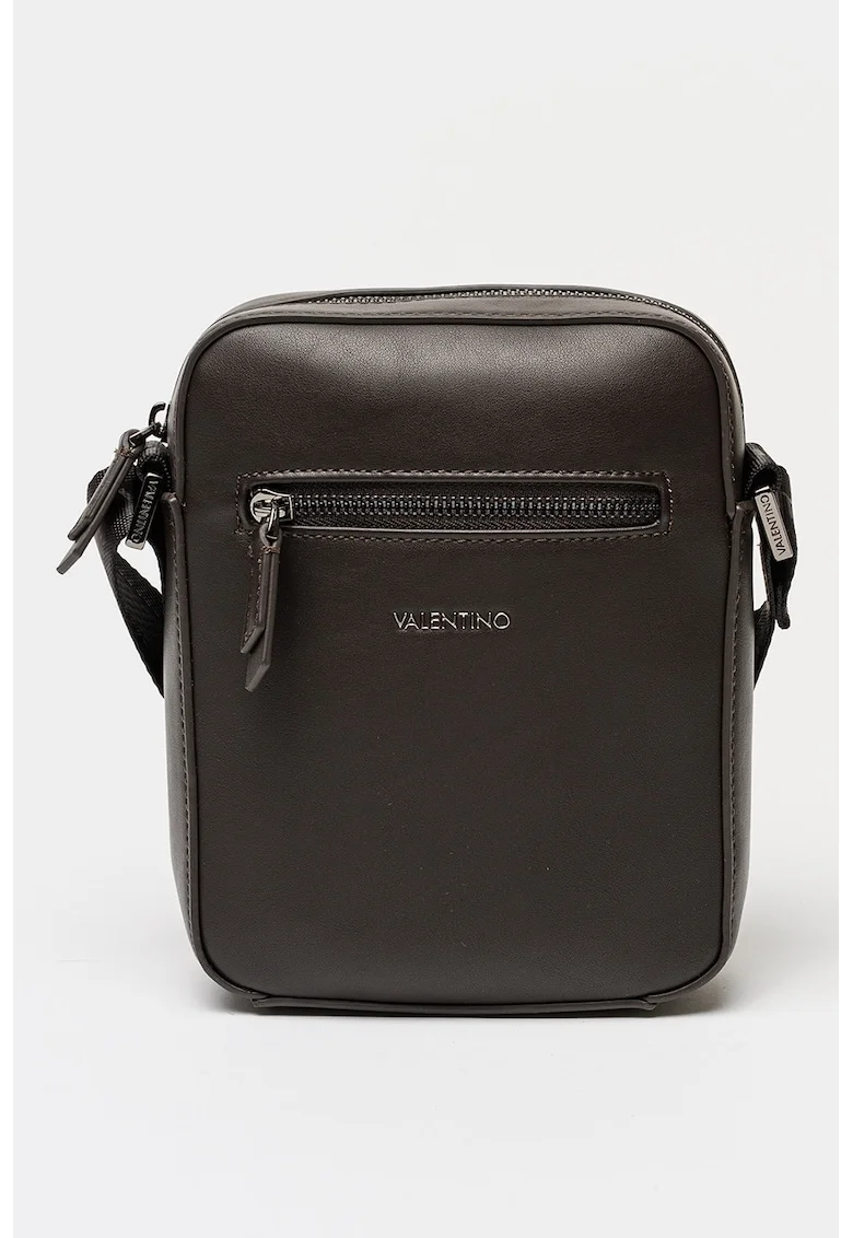 Geanta crossbody de piele ecologica cu buzunar exterior cu fermoar Horizon, Maro inchis