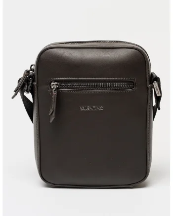 Geanta crossbody de piele ecologica cu buzunar exterior cu fermoar Horizon, Maro inchis