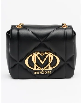 Geanta crossbody din piele ecologica cu logo, Negru