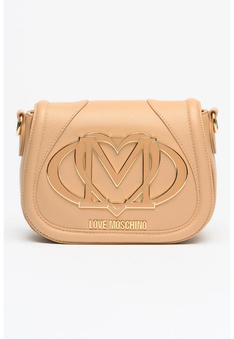 Geanta crossbody cu inchidere cu clapa, Maro nisip