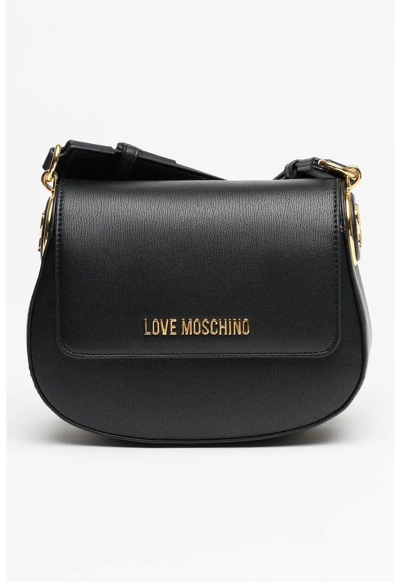 Geanta crossbody din piele ecologica cu clapa, Negru