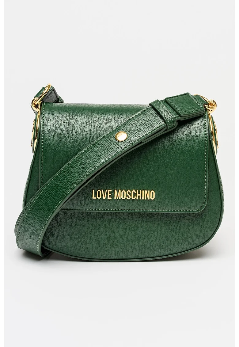 Geanta crossbody din piele ecologica cu clapa, Verde englez