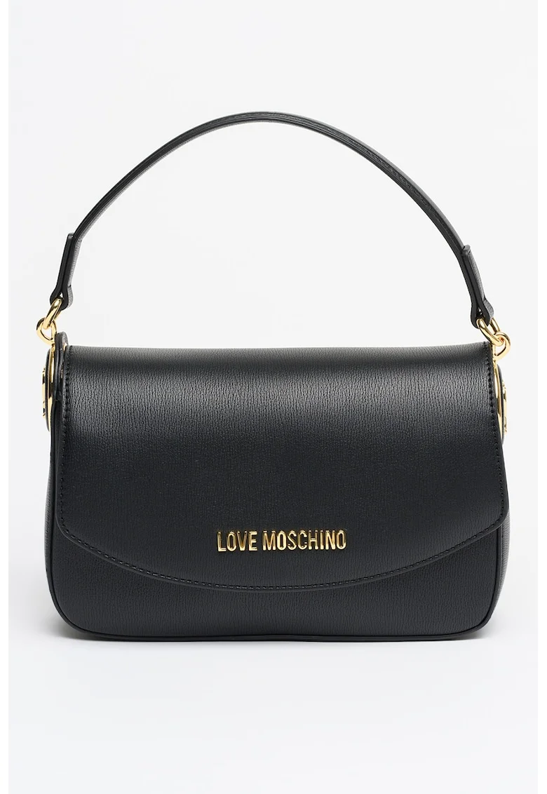 Geanta crossbody din piele ecologica cu bareta detasabila, Negru antracit