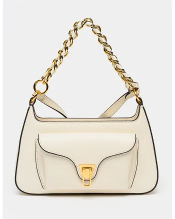 Geanta crossbody din piele cu bareta detasabila din lant Beat Generatio, Alb fildes/Negru