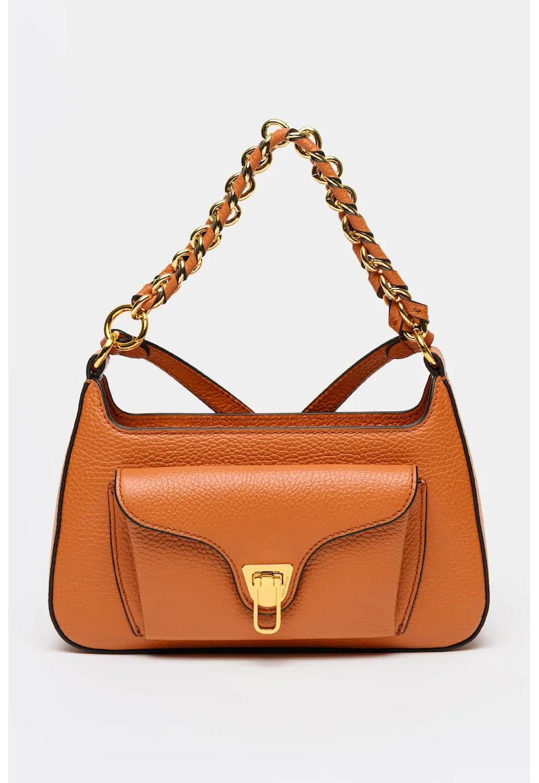 Geanta crossbody din piele cu bareta detasabila din lant Beat Generatio, Negru/Portocaliu inchis