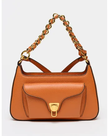 Geanta crossbody din piele cu bareta detasabila din lant Beat Generatio, Negru/Portocaliu inchis