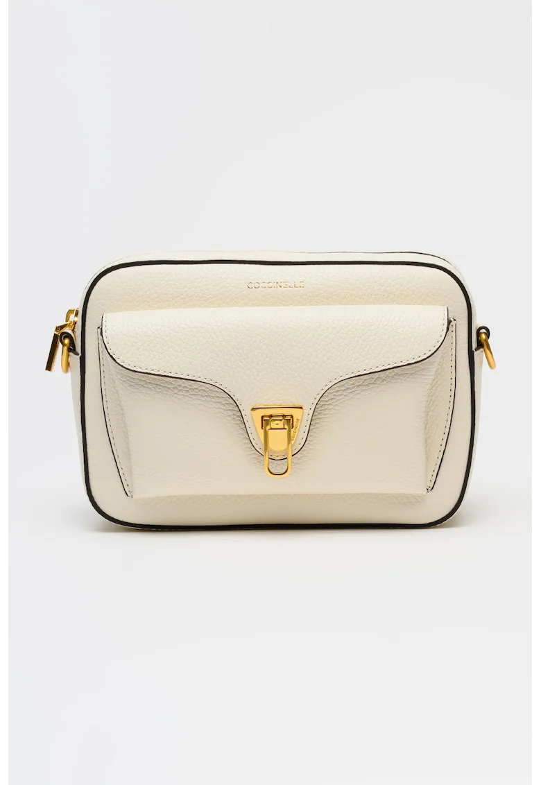 Geanta crossbody de piele cu barera detasabila Beat Soft, Alb fildes