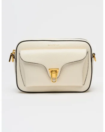 Geanta crossbody de piele cu barera detasabila Beat Soft, Alb fildes