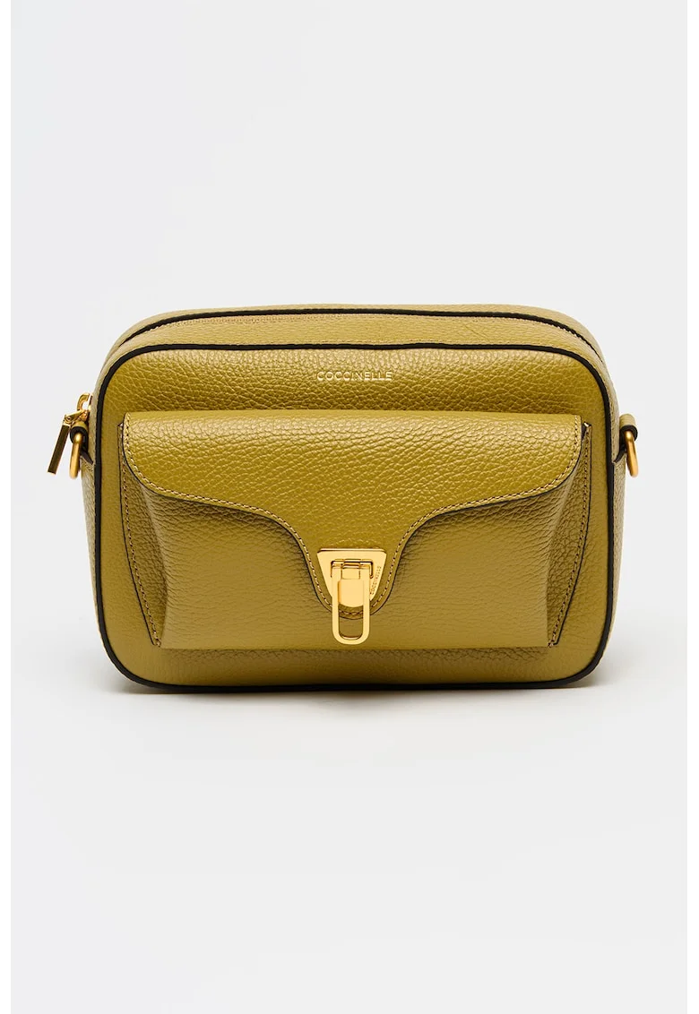 Geanta crossbody de piele cu barera detasabila Beat Soft, Negru/Verde masliniu