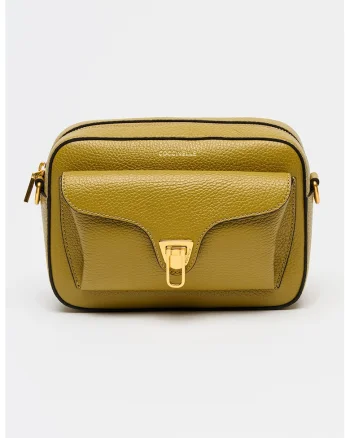 Geanta crossbody de piele cu barera detasabila Beat Soft, Negru/Verde masliniu