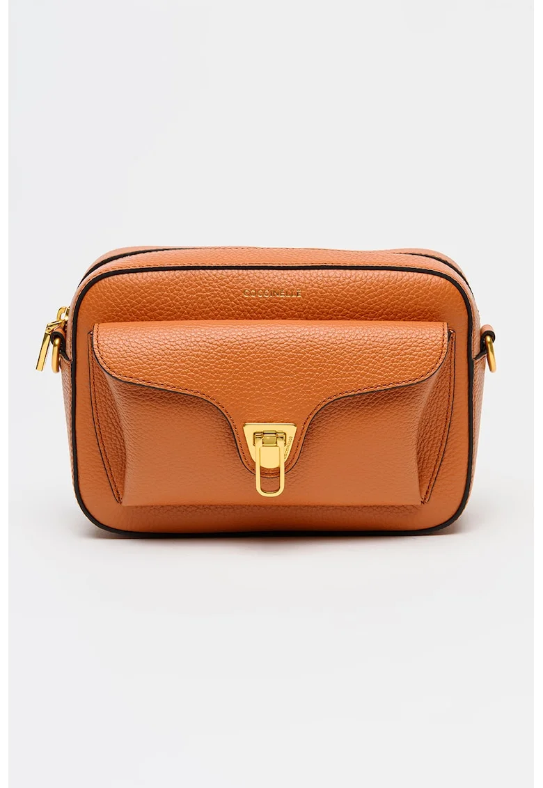 Geanta crossbody de piele cu barera detasabila Beat Soft, Portocaliu inchis