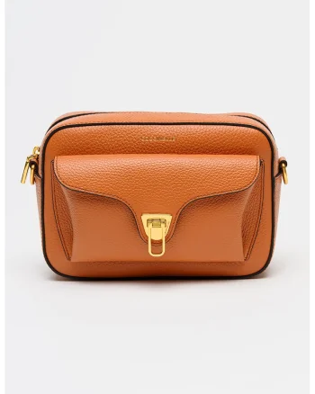 Geanta crossbody de piele cu barera detasabila Beat Soft, Portocaliu inchis