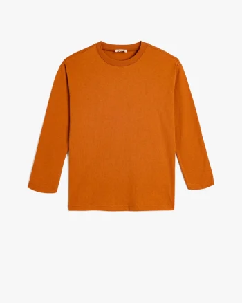 Bluza din bumbac cu decolteu la baza gatului, Rosu inchis