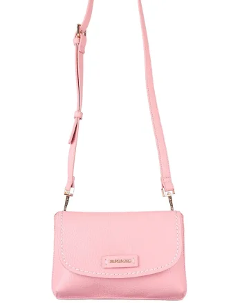Geanta crossbody de piele ecologica cu bareta detasabila, Roz pastel