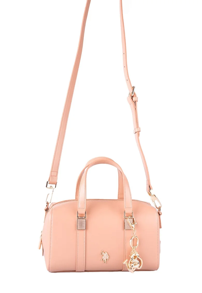 Geanta crossbody de piele ecologica, Roz somon