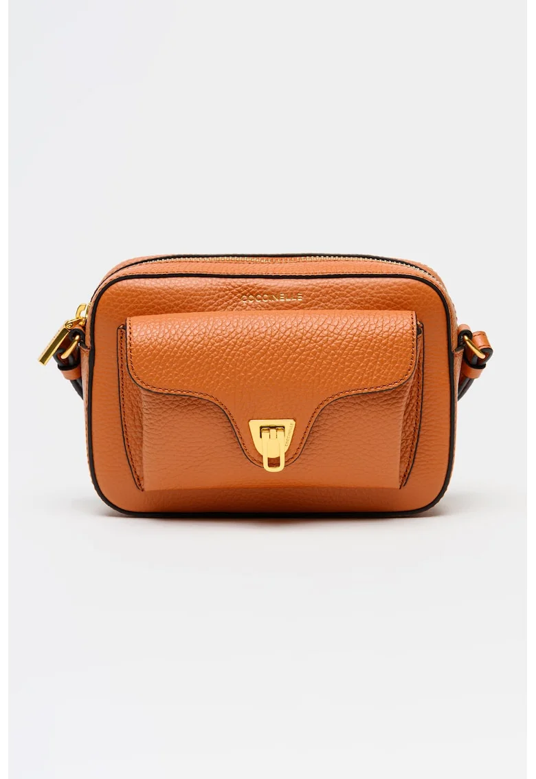 Geanta crossbody de piele cu buzunar frontal Beat Soft, Portocaliu