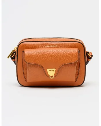 Geanta crossbody de piele cu buzunar frontal Beat Soft, Portocaliu