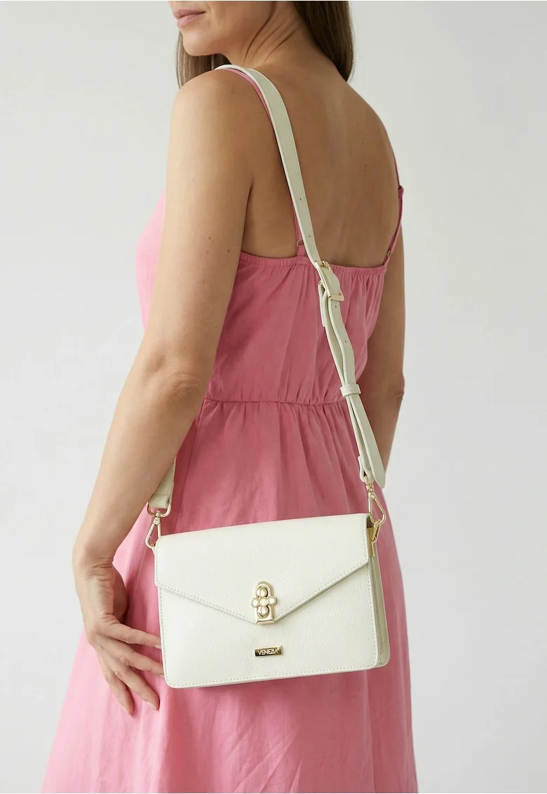 Geanta crossbody din piele naturala cu 2 compartimente