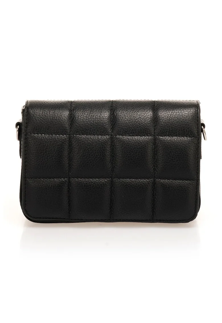 Geanta crossbody de piele granulata, Negru
