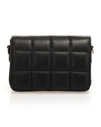 Geanta crossbody de piele granulata, Negru