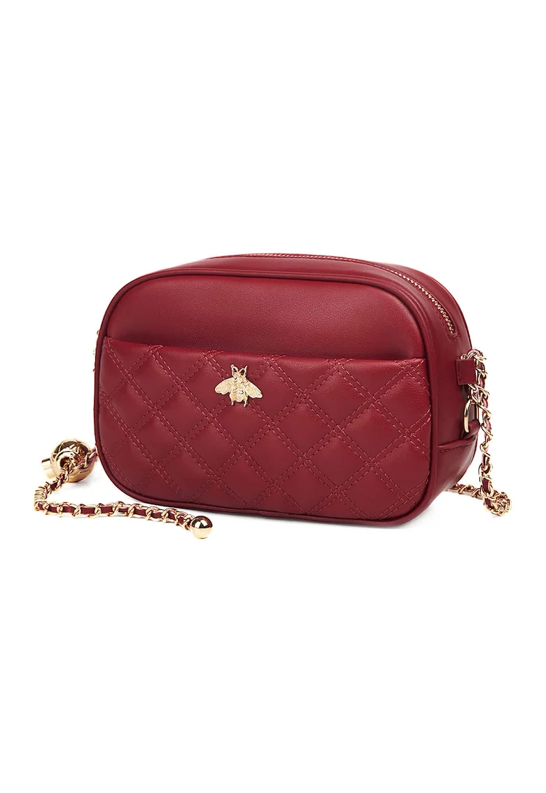 Geanta crossbody din piele cu aspect matlasat Vance, Rosu inchis