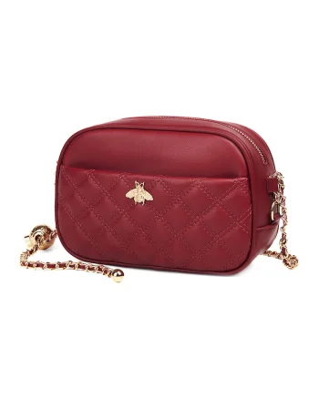 Geanta crossbody din piele cu aspect matlasat Vance, Rosu inchis