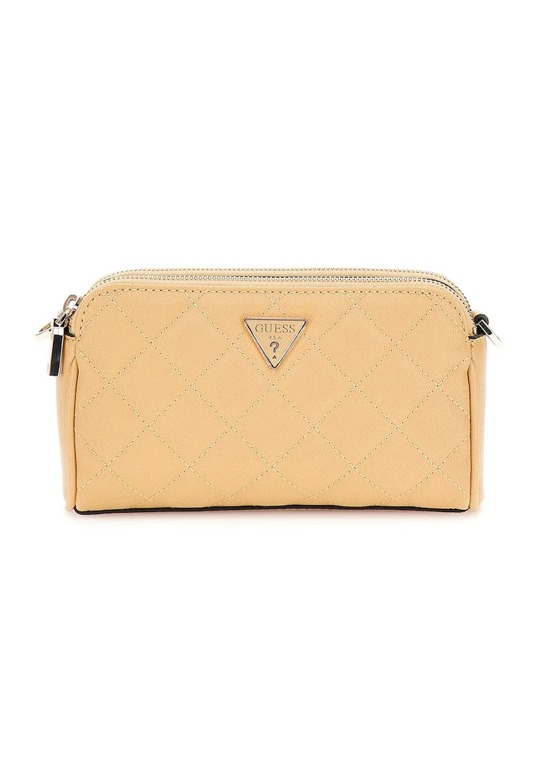 Geanta crossbody de piele ecologica cu aspect matlasat, Bej