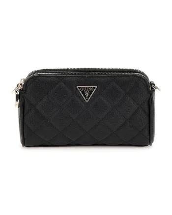 Geanta crossbody de piele ecologica cu aspect matlasat, Negru