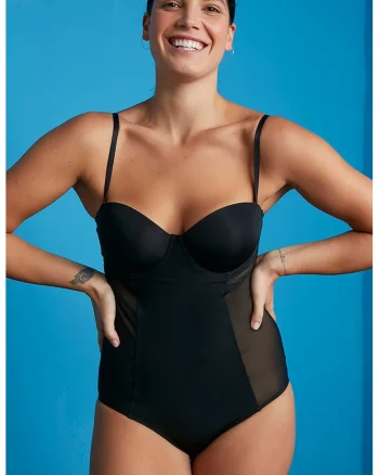 Body cu garnituri din plasa, Negru