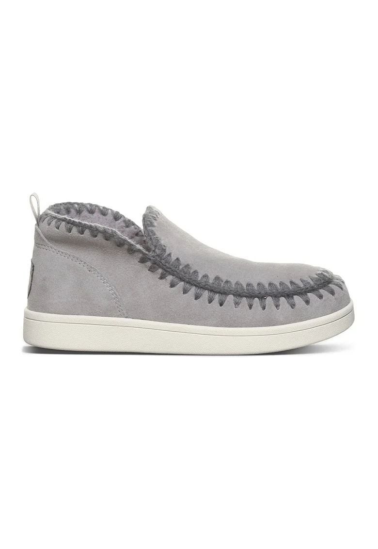 Ghete slip-on din piele intoarsa, Gri deschis