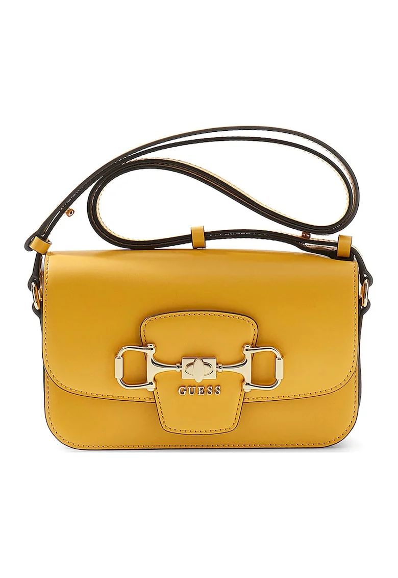 Geanta crossbody de piele ecologica cu logo Janie, Galben mustar