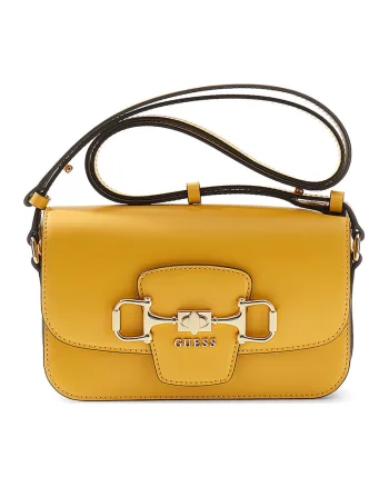 Geanta crossbody de piele ecologica cu logo Janie, Galben mustar