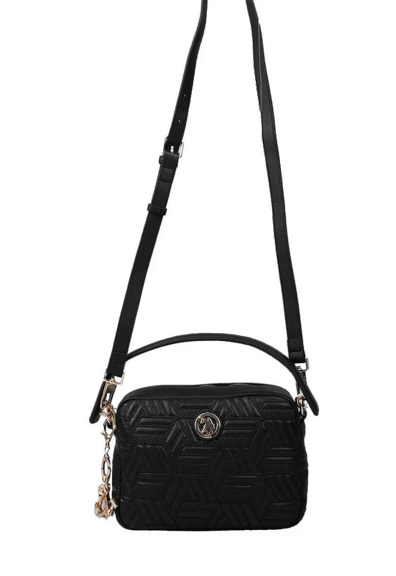 Geanta crossbody texturata de piele ecologica, Negru