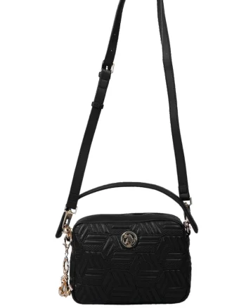 Geanta crossbody texturata de piele ecologica, Negru