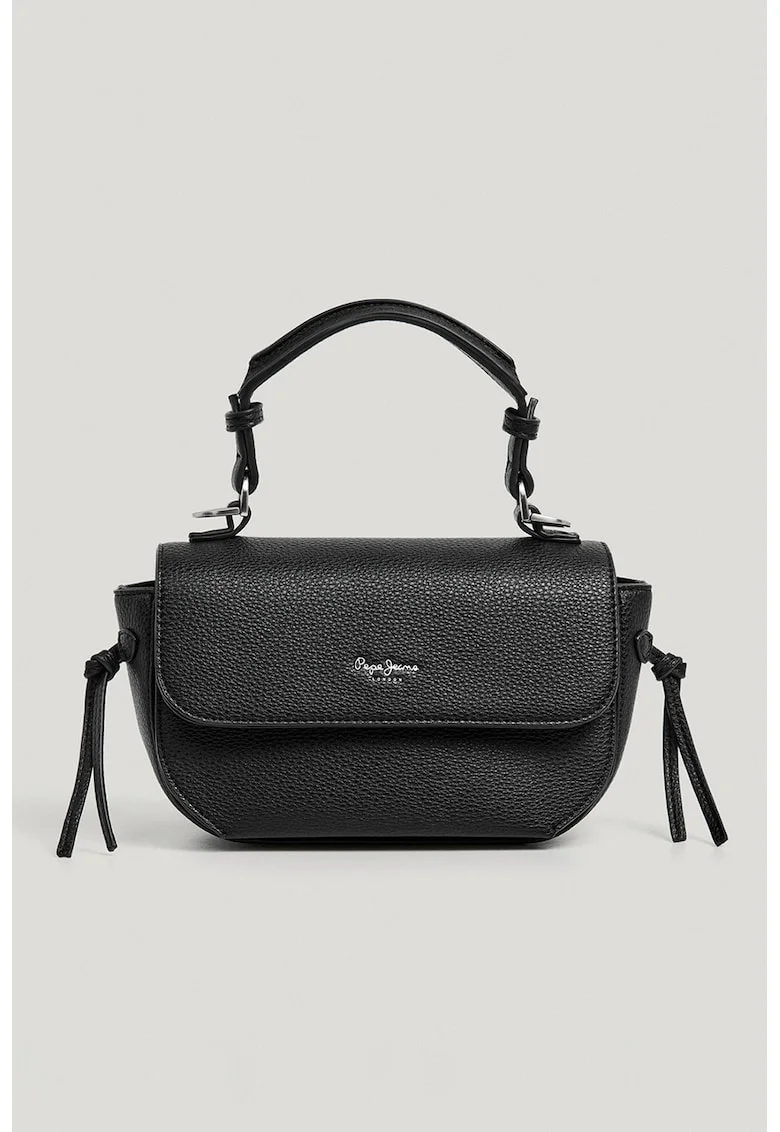 Geanta crossbody din piele ecologica cu clapa, Negru