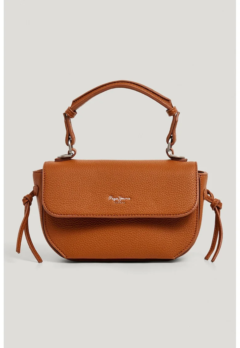 Geanta crossbody din piele ecologica cu clapa, Maro scortisoara